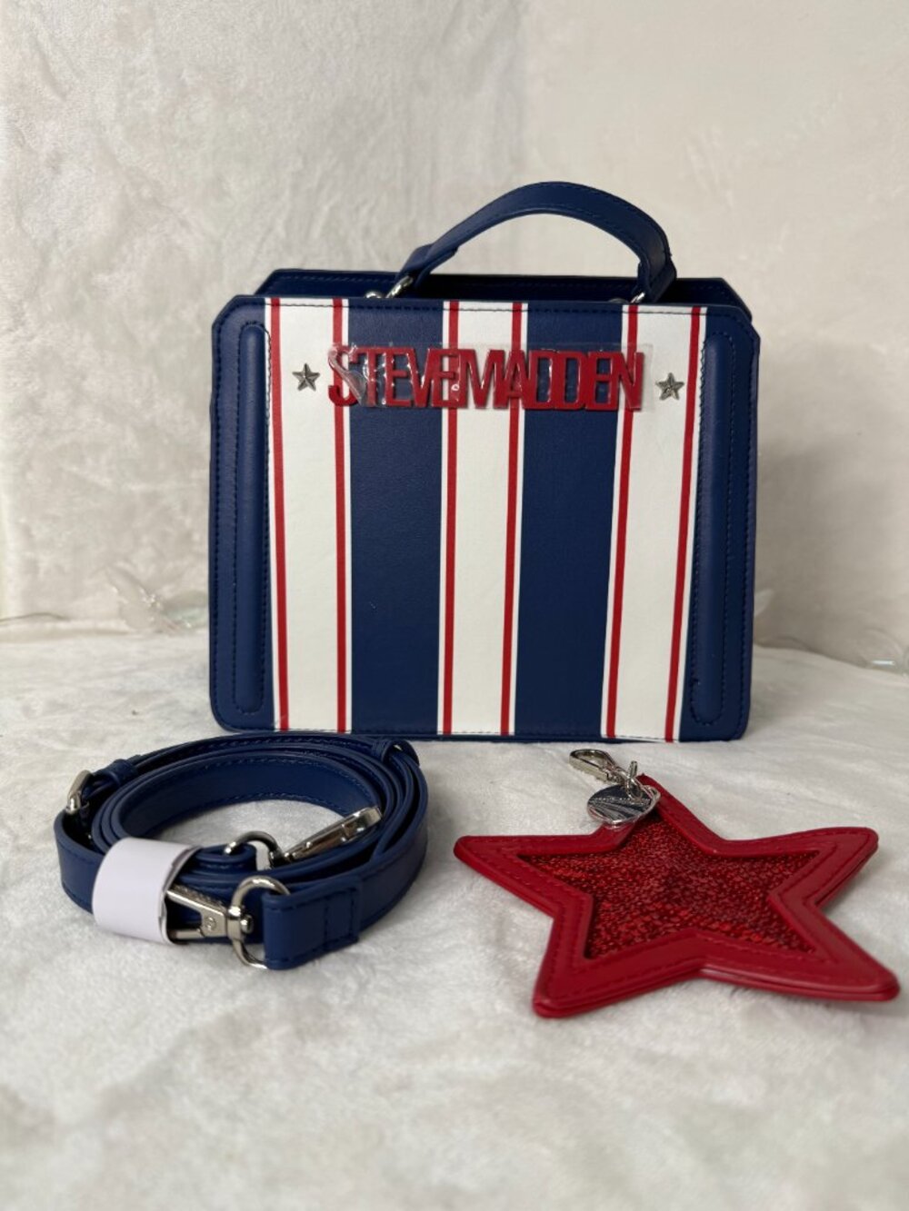 Steve Madden Americana Stripe Satchel NWT + Matching Gift Set by Pepa by Murr